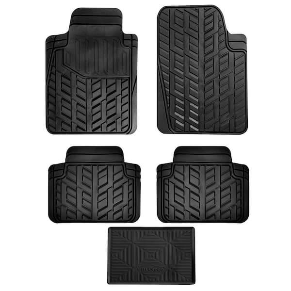 2 Tone Color Heavy Duty Protection Red/Black BDK Metallic Rubber Floor Mats for Car SUV & Truck Semi Trimmable