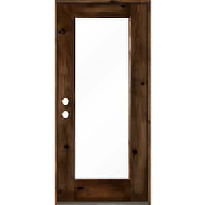 36 in. x 80 in. Rustic Knotty Alder Wood Clear Full-Lite Provincial Stain Right Hand Inswing Single Prehung Front Door