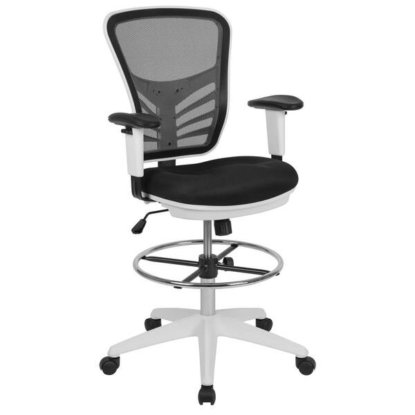 MAYKOOSH Black Flip-Top Ergonomic Mesh Drafting Swivel Desk Chair Lumbar  Support, Height Adjustable with Foot Ring 24860 - The Home Depot