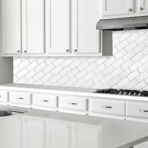 DIP White Subway Tile 12 in. x 12 in. Self-Adhesive PVC Backsplash