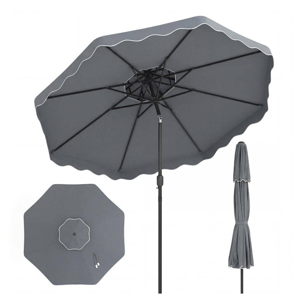 10 ft. Polyester and Metal Market Patio Umbrella with Crank Lift, Push Button Tilt, Gray price history on PriceWatchPro