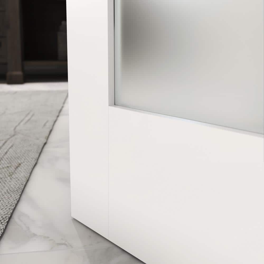 32" x 80" White Primed Pine 2-Panel Frosted Glass Interior Door
