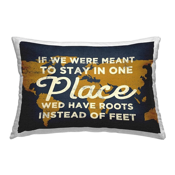 Stupell Industries Rustic Travel Phrase Blue Rectangular Outdoor Throw Pillow