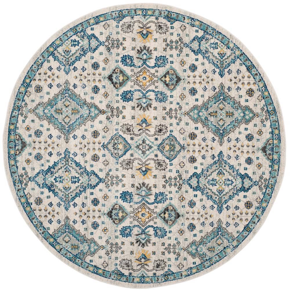 Evoke Ivory/Light Blue 7 ft. x 7 ft. Round Speckled Diamond Border Area Rug price history on PriceWatchPro
