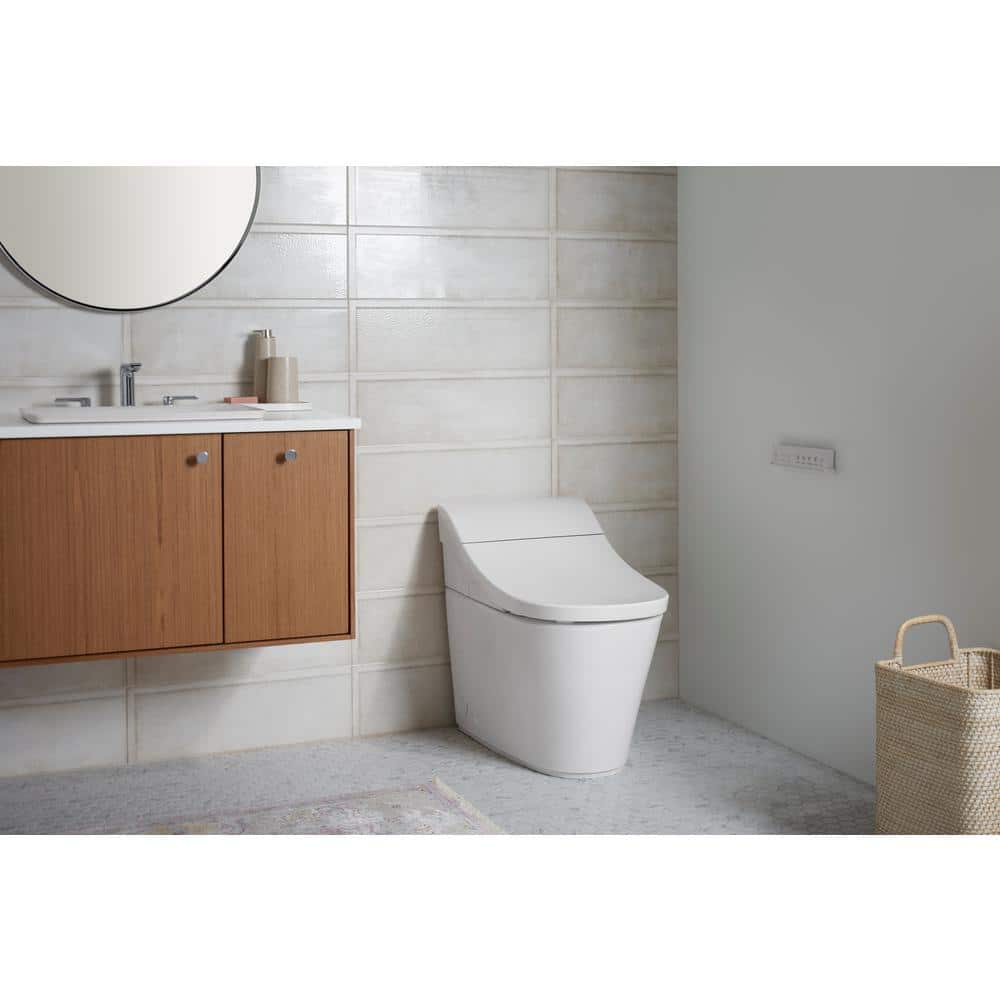 White Elongated One-Piece Smart Toilet with Dual Flush