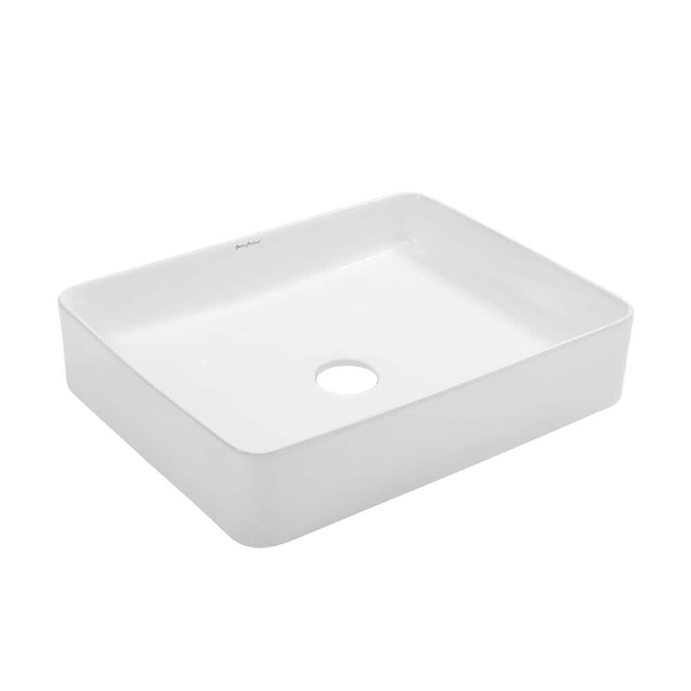 White Ceramic Above-Counter Rectangular Vessel Sink