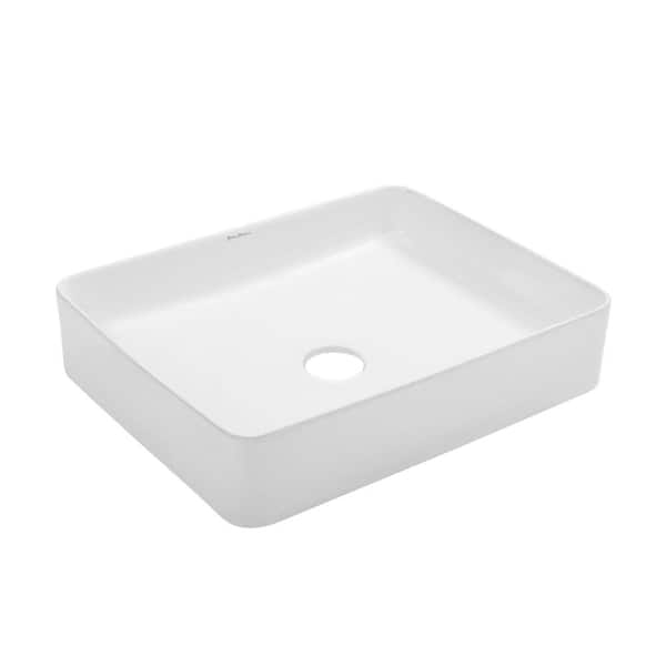 Swiss Madison Concorde Rectangle Ceramic Vessel Sink in White SM