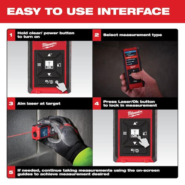 Distance Meter/ Laser Measure Tool, 65-Foot Range