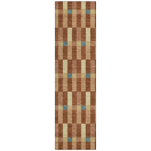 Chantille Machine Washable Indoor/Outdoor Abstract ACN2548 Paprika 2 ft. x 7 ft. Runner Rug