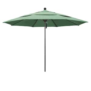 11 ft. Bronze Aluminum Commercial Market Patio Umbrella with Fiberglass Ribs and Pulley Lift in Spa Pacifica