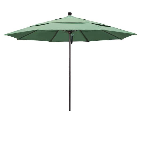 California Umbrella 11 ft. Bronze Aluminum Commercial Market Patio Umbrella with Fiberglass Ribs and Pulley Lift in Spa Pacifica