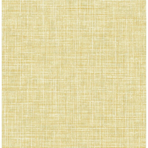 A-Street Prints Emerson Yellow Faux Linen Wallpaper Sample