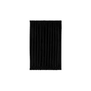 Darcy 54 in. W x 40 in. L Solid Polyester Rod Pocket Light Filtering Door Panel Curtain in Black with Tieback