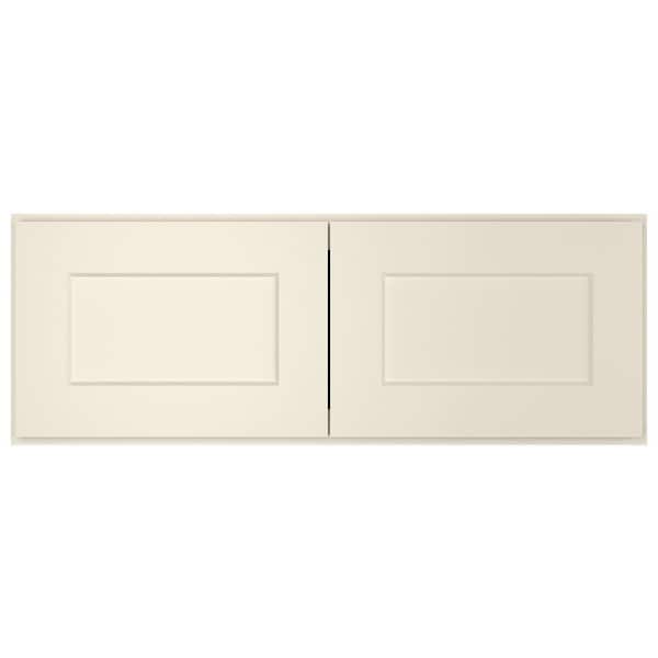 HOMEIBRO 33-in. W x 24-in. D x 12-in. H in Shaker Antique White Plywood Ready to Assemble Wall Bridge Kitchen Cabinet 2 Doors