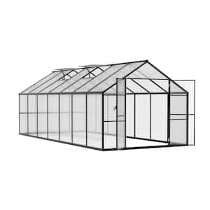 8 ft. W x 14 ft. D Polycarbonate Walk-in Greenhouse for Outdoors with 2-Adjustable Roof Vents, Gray