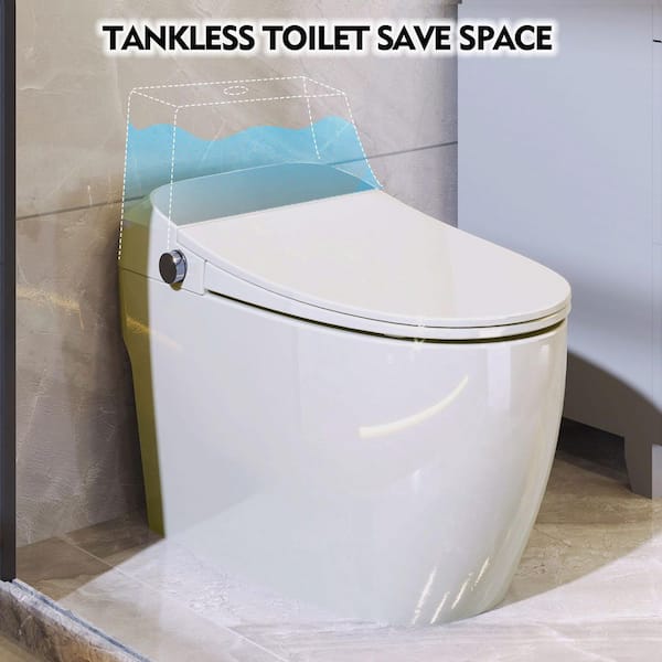 Elongated Bidet Toilet 1.28 GPF in White with Automatic Flush,Heated Seat,with Foot sensor Flush,Power Outage Flushing