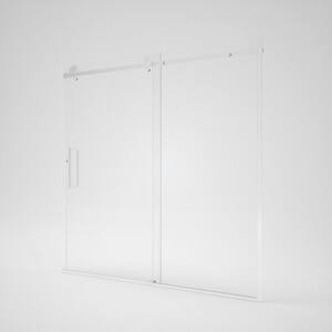 Oceanique 60 in. W x 60 in. H Sliding Semi-Frameless Tub Door in Silver Finish with Clear Glass