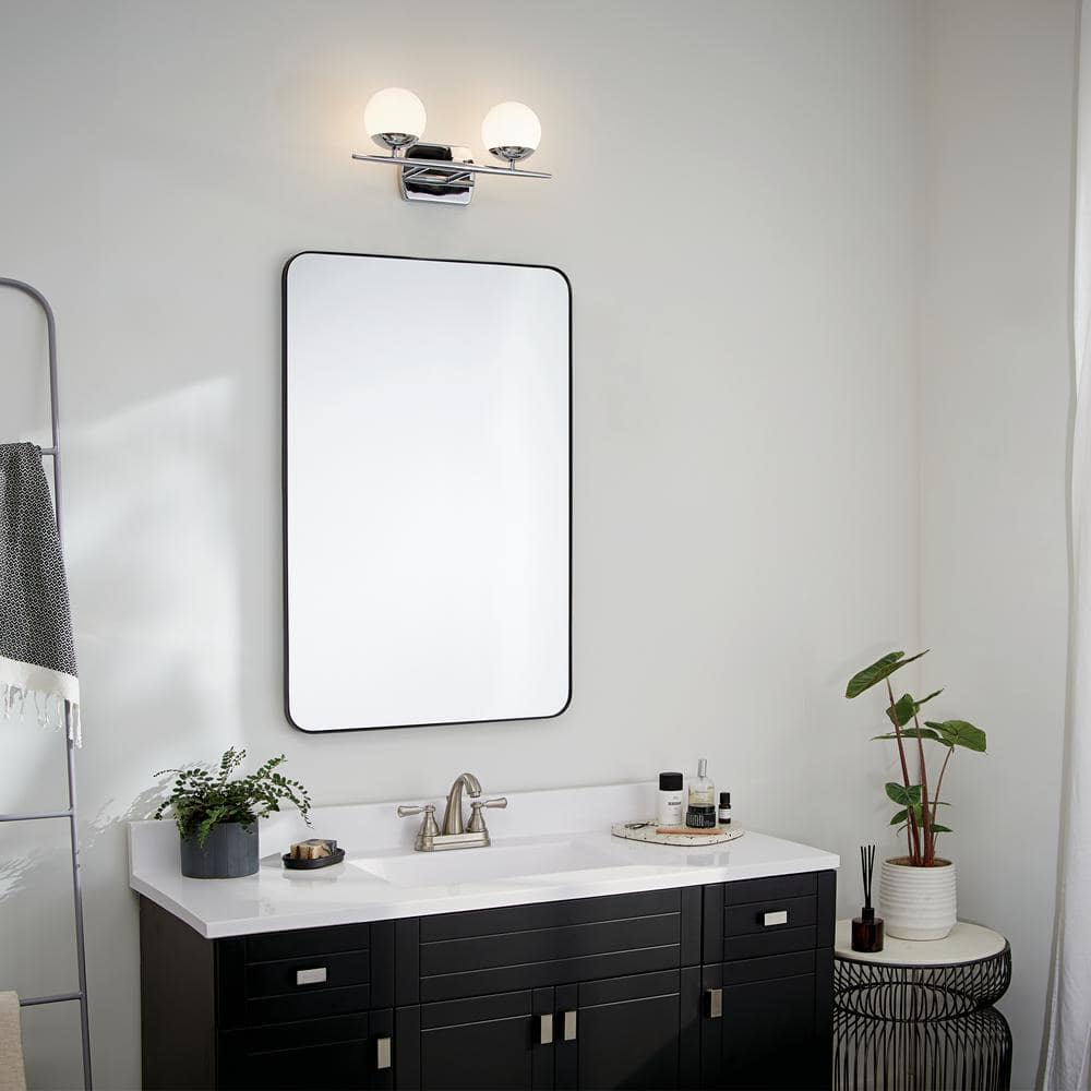 Jasper 16.5'' Chrome and White Globe Vanity Light