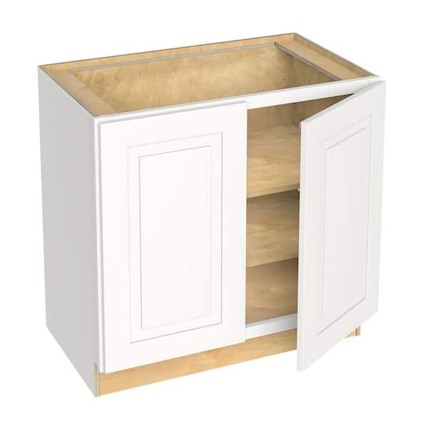 Home Decorators Collection Grayson 36 in. W x 21 in. D x 34.5 in. H Assembled Plywood Full Height Door Base Bath Cabinet in Pacific White