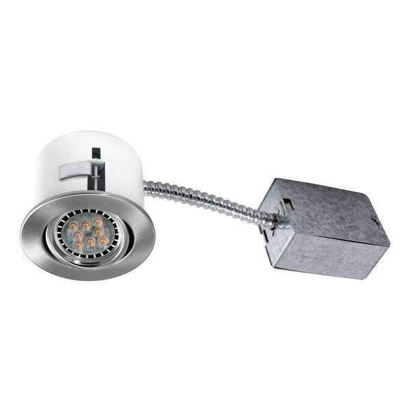 BAZZ 3.38 in. Brushed Chrome Multi Directional Recessed Lighting Fixture Designed for Ceiling Clearance