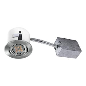 3.38 in. Brushed Chrome Multi Directional Recessed Lighting Fixture Designed for Ceiling Clearance