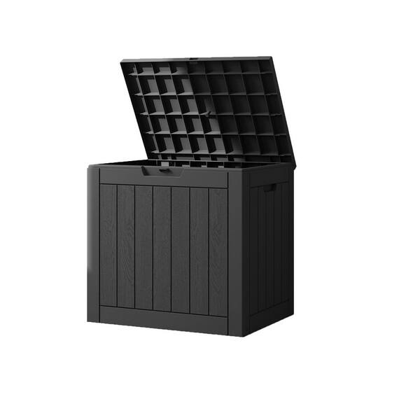Unbranded 31 Gal. Resin Outdoor Deck Box in Black with Weatherproof Lockable for Patio, Garden, Pillow, Cushion, Tools