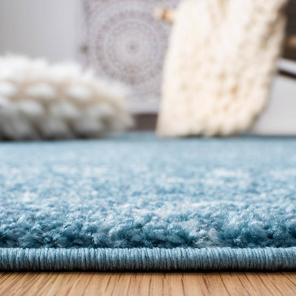 Reversible Turquoise/Blue Synthetic 8' x 10' Hand-knotted Area Rug