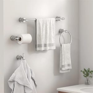 Bathroom Accessories Set 4-pack，Towel Ring，Towel Bar，Toilet Paper Holder，Robe Hook Zinc Alloy in Chrome