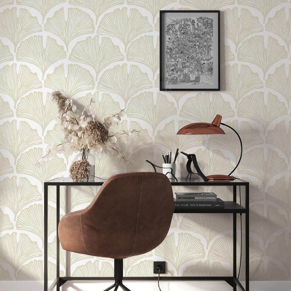 Waverly White Palm Damask Peel and Stick Wallpaper Roll