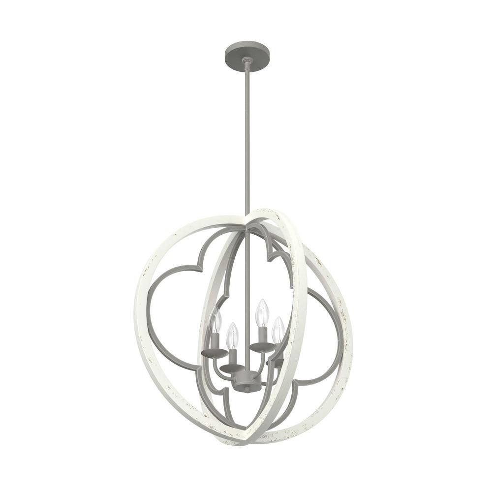 Gablecrest 24" Rustic White Painted Concrete 4-Light Globe Pendant