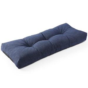 36 in. x 14 in. x4 in. Non Slip Tufted Memory Foam Bench Cushion for Patio Garden, Blue