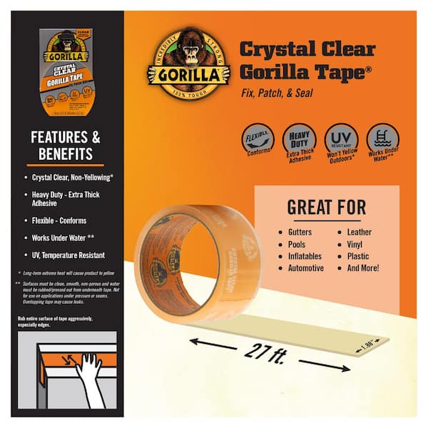 Gorilla 1.88 in. x 9 yds. Crystal Clear Specialty/Anti-Slip Tape 60270 -  The Home Depot