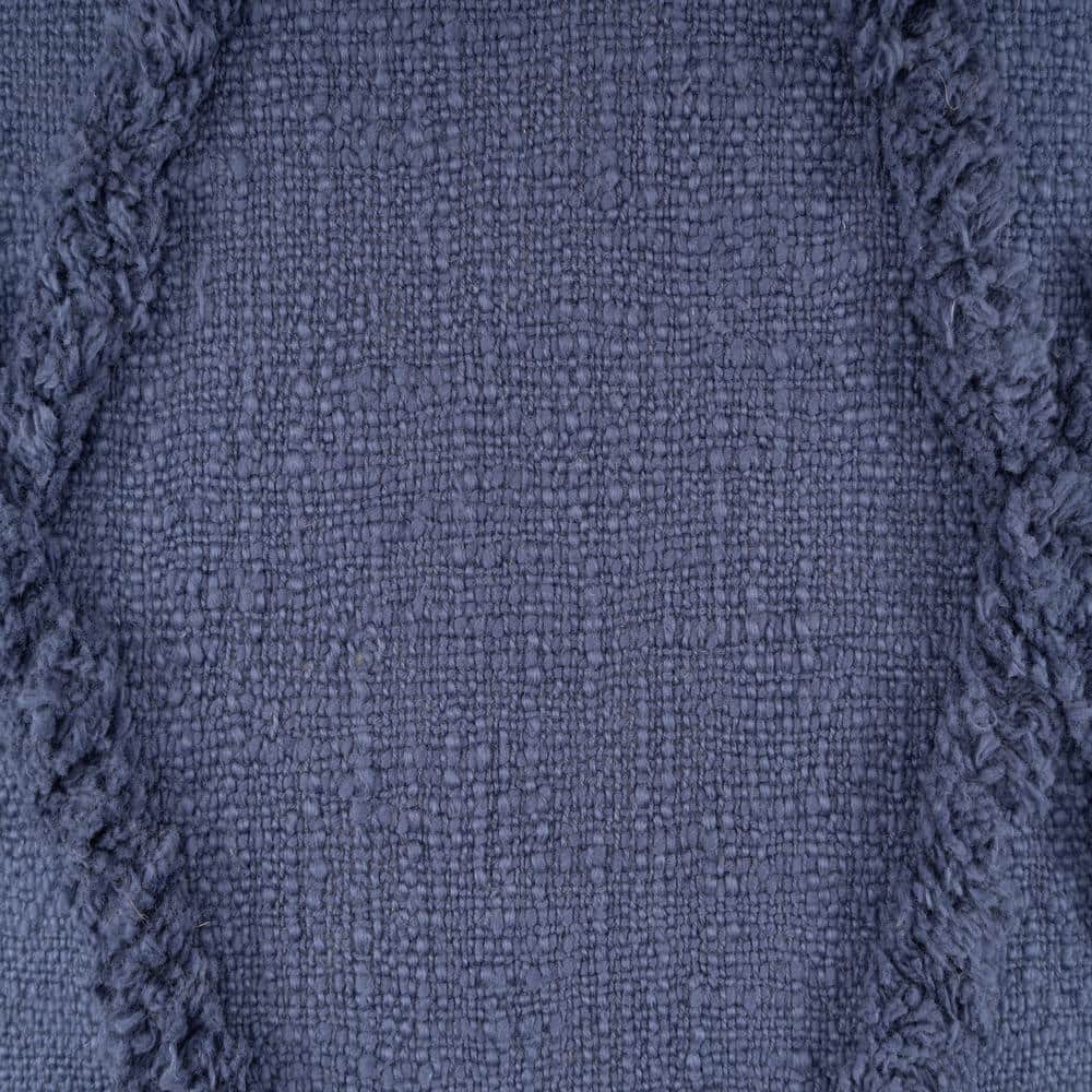 Denim Blue Cotton Geometric Throw Pillows, 18" x 18", Set of 2