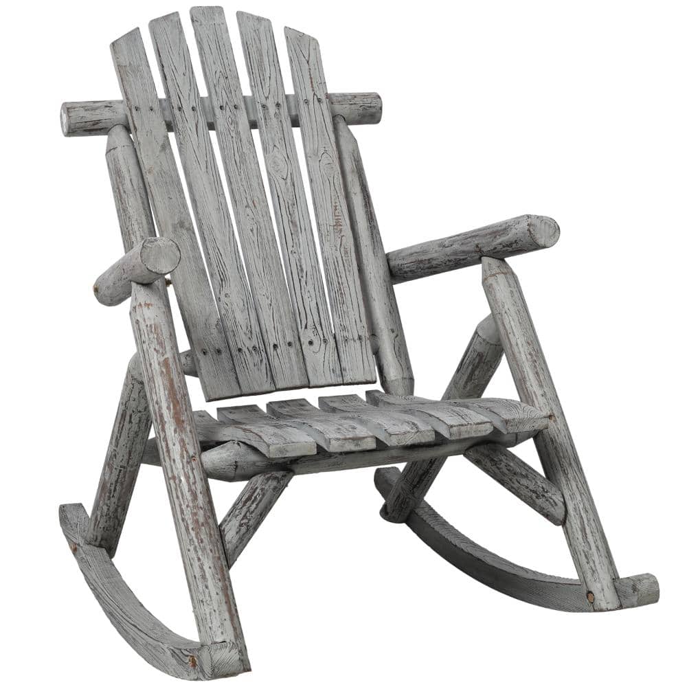 39.3 in. W Light Gray Fir Wood Outdoor Rocking Chair with Arms for Porch and Patio price history on PriceWatchPro