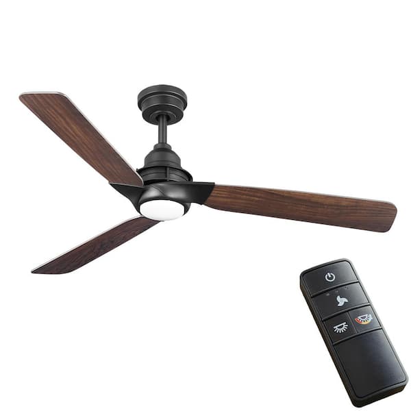 Home Decorators Collection Ester 54 in. White Color Changing Integrated LED Indoor/Outdoor Matte Black Ceiling Fan with Light Kit and Remote