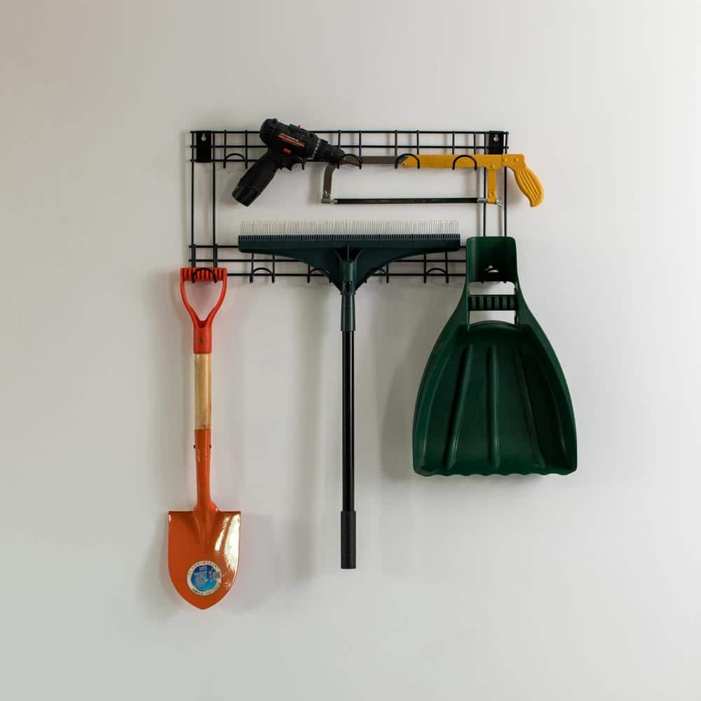 Black Steel Wall Mount Garden Tool Storage Rack