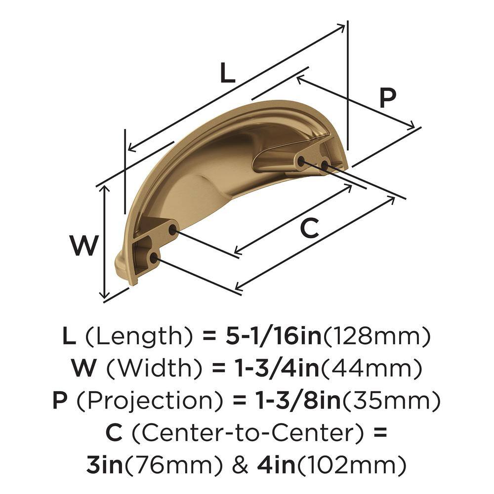 Champagne Bronze Polished Cup Pull with Mounting Hardware