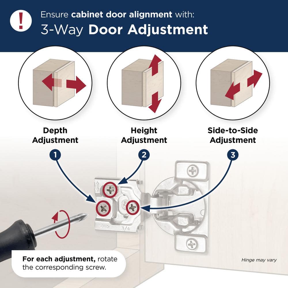 Nickel 3/4 Inch Overlay Self-Closing Concealed Cabinet Hinge