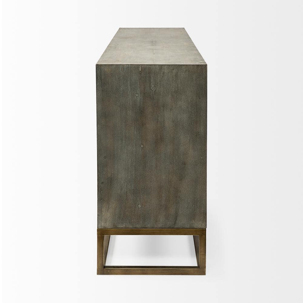 Dezi 70'' Natural Wood Farmhouse Sideboard with Brass Accents