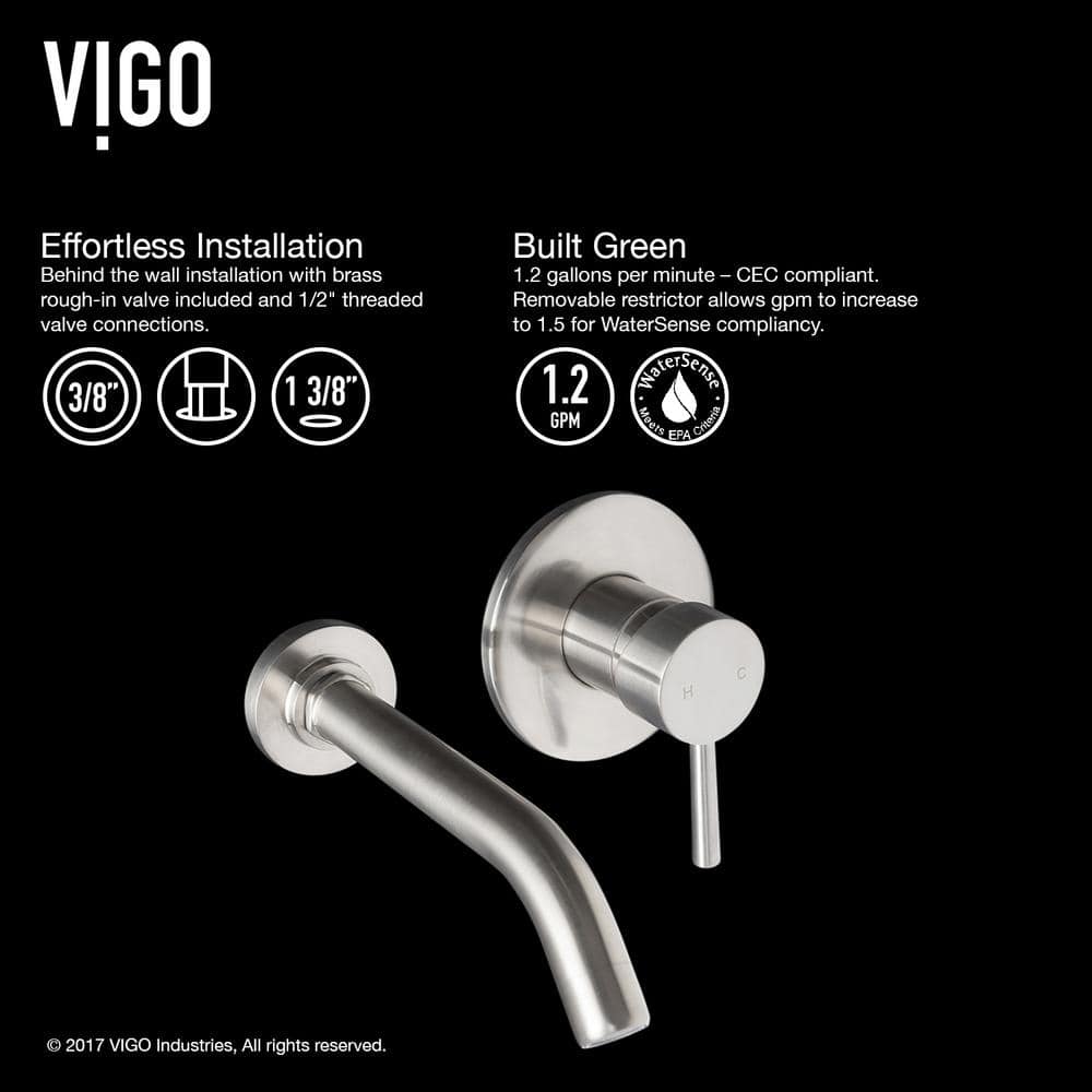 Modern Black and Nickel Wall Mounted Widespread Faucet