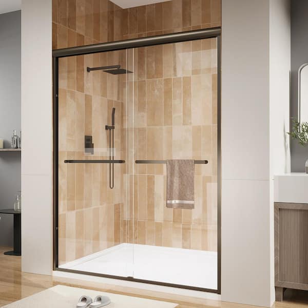 50 in. - 54 in. W x 72 in. H Sliding Framed Shower Door in Oil Rubbed Bronze with Clear Glass