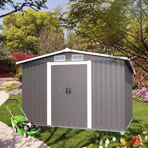 10 ft. x 8 ft. Outdoor Metal Garden Storage Tool Shed, Covers 80 sq. ft. uare Feet, Suitable for Backyard Patio, Lawn