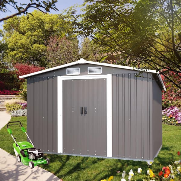 Unbranded 10 ft. x 8 ft. Outdoor Metal Garden Storage Tool Shed, Covers 80 sq. ft. uare Feet, Suitable for Backyard Patio, Lawn