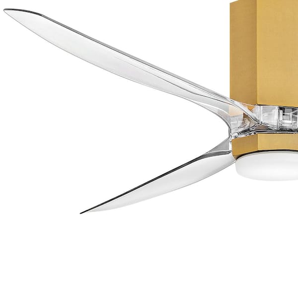 HINKLEY - Facet 60.0 in. Indoor/Outdoor Integrated LED Heritage Brass Ceiling Fan with Remote Control