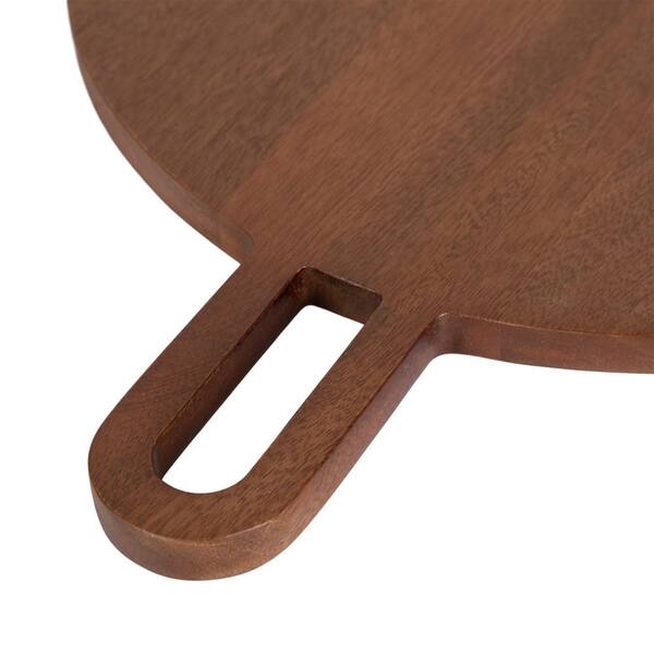 Kate and Laurel Staven Walnut Brown Round Wood Tray (Set of 2 Kate and Laurel Staven Walnut Brown Round Wood Tray (Set of 2