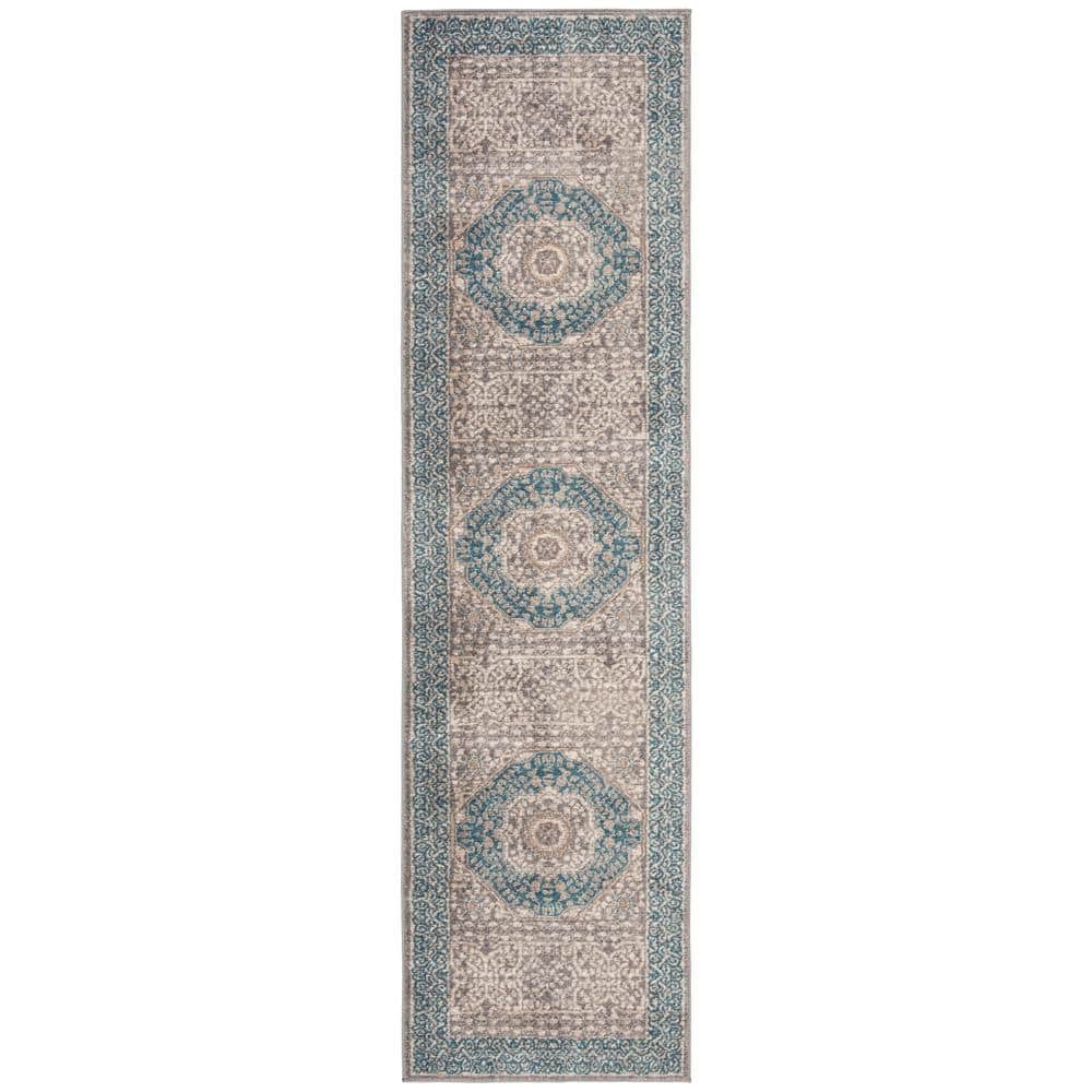 Sofia Light Gray/Blue 2 ft. x 16 ft. Border Runner Rug price history on PriceWatchPro