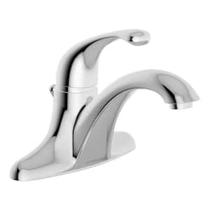 Minimalist 4 in. Centerset 1-Handle Bathroom Faucet with Drain Assembly in Polished Chrome