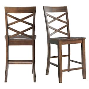 Regan 24 in. High Back Counter Side Chair Set in Cherry (Set of 2)