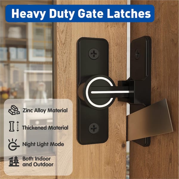 Barn Door Lock 90 Degree Sliding Door Gate Latch Luminous Flip Heavy Duty Sliding Door Latch Lock LDL090