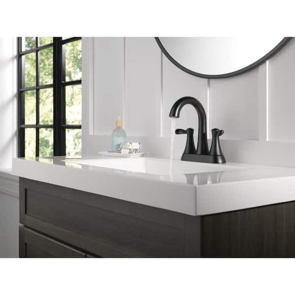 Esato 4 in. Centerset Double Handle Bathroom Faucet in Matte Black